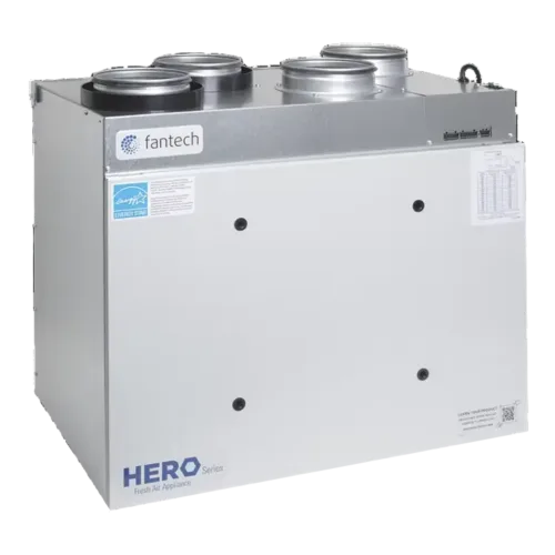 Échangeur d'air Fantech Hero 200H à haute efficacité certifié ENERGY STAR.. Fantech Hero 200H High-Efficiency HRV Air Exchanger ENERGY STAR certified.
